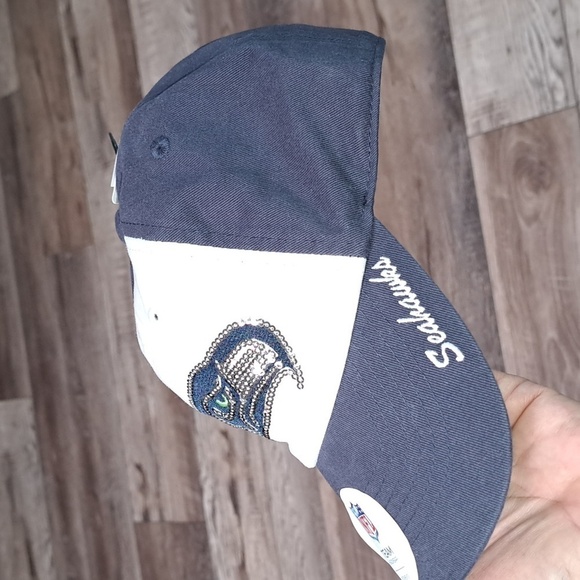 Seattle Seahawks Cap Women's Strap back Blue White Sequined Adult NFL Football - Picture 4 of 4